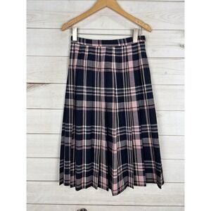VTG Pendleton Skirt 10 Pink Navy Plaid Wool‎ Pleated Amazing USA